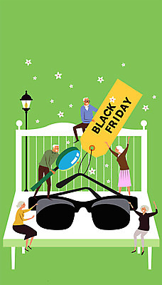 전신 여자 노년 남자 꽃 가로등 의자 일러스트 돋보기 여러명 쇼핑 선글라스 세일 검은색 블랙프라이데이 국내일러스트 AI파일 식물 공공시설 안경 컬러 가구 다수 데이이벤트 사람 성인 파일형식 벡터