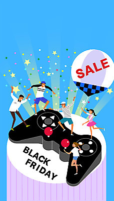 전신 여자 남자 별 일러스트 여러명 성인 쇼핑 세일 검은색 게임기 꽃가루 풍선 블랙프라이데이 국내일러스트 AI파일 자연요소 컬러 다수 데이이벤트 사람 가루 파일형식 벡터