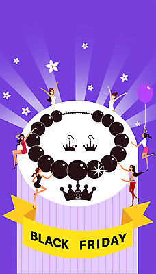 전신 여자 꽃 일러스트 목걸이 여러명 성인 쇼핑 세일 귀걸이 검은색 풍선 블랙프라이데이 국내일러스트 AI파일 식물 컬러 다수 장신구 데이이벤트 사람 파일형식 벡터