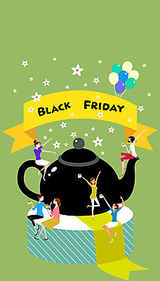 전신 여자 꽃 리본 커피 일러스트 주전자 여러명 성인 쇼핑 세일 검은색 차 풍선 블랙프라이데이 국내일러스트 AI파일 식물 음료 컬러 다수 데이이벤트 주방용품 사람 파일형식 벡터