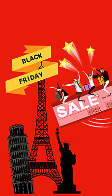 전신 여자 별 여행 일러스트 여러명 성인 쇼핑 세일 검은색 에펠탑 항공권 피사의사탑 자유의여신상 블랙프라이데이 국내일러스트 AI파일 자연요소 컬러 다수 데이이벤트 사람 미국 이탈리아 세계문화유산 티켓 파리 랜드마크 파일형식 벡터