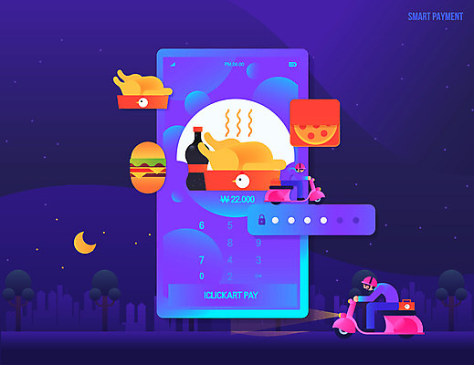 전신 나무 남자 일러스트 모바일 피자 성인 두명 스마트폰 치킨 오토바이 햄버거 달 암호 배달원 야간 스마트 결제 콜라 야식 온라인쇼핑 모바일쇼핑 스마트컨슈머 배달음식 핀테크 스토어 국내일러스트 AI파일 자연요소 식물 직업 음식 컨셉 패스트푸드 서양음식 사람 금융 핸드폰 스마트기기 쇼핑 바이크 고객 배달 탄산음료 온라인 닭고기요리 파일형식 벡터