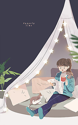 전신 PSD 여자 화분 일러스트 휴식 조명 텐트 한명 들기 성인 컵 고양이 신문 안식처 휘게라이프 안락 레이어드홈 국내일러스트 1 라이프스타일 식기 컨셉 포유류 모션 캠핑도구 사람 간행물 반려동물 뉴스 파일형식