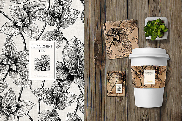 PSD 화분 패턴 일러스트 나뭇잎 선인장 사람없음 차 설탕 스케치 냅킨 테이크아웃컵 페퍼민트 목업 국내일러스트 식물 음료 잎 무늬 미술 컵 민트 파일형식