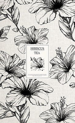 PSD 꽃 패턴 일러스트 사람없음 차 스케치 히비스커스 국내일러스트 식물 음료 무늬 미술 파일형식