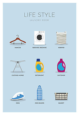 아이콘 사람없음 세트 바구니 옷걸이 세제 세탁기 다리미 다리미대 빨래건조대 빨래통 2D아이콘 AI파일 가전제품 빨래대 파일형식 벡터
