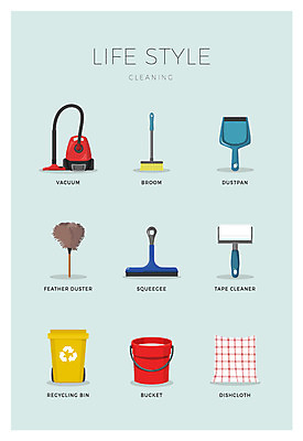 아이콘 사람없음 세트 재활용 먼지떨이 빗자루 청소 양동이 청소기 쓰레받기 유리청소 행주 2D아이콘 AI파일 전자제품 청소도구 친환경 파일형식 벡터
