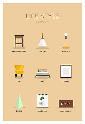 아이콘 액자 의자 초 조명 사람없음 세트 자명종 달력 침대 협탁 디지털시계 2D아이콘 AI파일 시계 가구 알람 파일형식 벡터