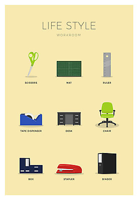 아이콘 의자 가위 자 사람없음 세트 상자 매트 스테이플러 책상 테이프 바인더 2D아이콘 AI파일 가구 문구용품 사무용품 파일형식 벡터