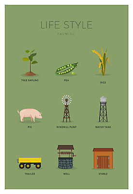 아이콘 콩 사람없음 세트 풍차 벼 돼지 트레일러 우물 곳간 묘목 물탱크 2D아이콘 AI파일 나무 포유류 곡류 파일형식 벡터