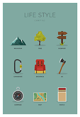 나무 아이콘 지도 산 사람없음 세트 표지판 고리 나침반 성냥 도끼 백팩 2D아이콘 AI파일 식물 가방 알림판 파일형식 벡터