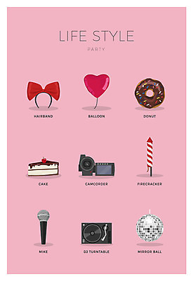 아이콘 폭죽 사람없음 세트 케이크 머리띠 레코드 도넛 마이크 미러볼 풍선 캠코더 턴테이블 2D아이콘 AI파일 음향기기 장신구 디저트 장식 카메라 음반 파일형식 벡터