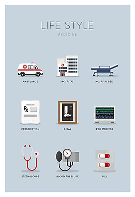 아이콘 청진기 엑스레이 병원 사람없음 세트 약 모니터 맥박 구급차 병원침대 처방전 2D아이콘 AI파일 의학 의료기기 자동차 컴퓨터 침대 파일형식 벡터