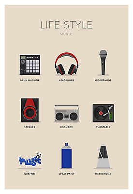 아이콘 사람없음 세트 헤드폰 스피커 레코드 낙서 그래피티 마이크 턴테이블 메트로놈 2D아이콘 AI파일 음향기기 음반 그림 파일형식 벡터