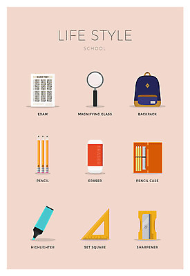아이콘 배낭 돋보기 자 사람없음 세트 연필 시험 지우개 필통 형광펜 연필깎이 2D아이콘 AI파일 교육 가방 문구용품 학용품 필기구 펜 파일형식 벡터