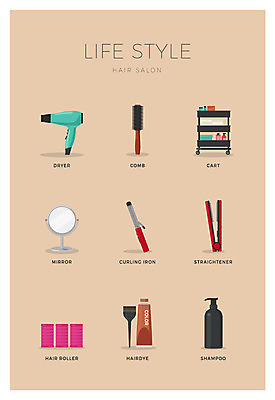 아이콘 사람없음 세트 카트 거울 헤어롤 샴푸 고데기 빗금 염색약 신발드라이기 2D아이콘 AI파일 전자제품 위생용품 미용용품 드라이기 헤어용품 대각선 파일형식 벡터