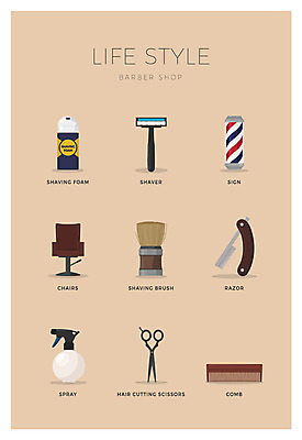 아이콘 의자 간판 사람없음 세트 머리빗 스프레이 면도기 면도크림 미용가위 2D아이콘 AI파일 가구 가위_도구 위생용품 미용용품 파일형식 벡터
