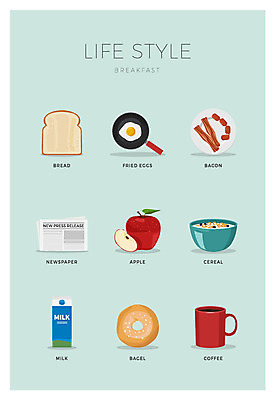 아이콘 커피 사람없음 세트 우유 신문 사과 계란프라이 시리얼 식빵 베이컨 베이글 2D아이콘 AI파일 음료 음식 빵 과일 유제품 돼지고기 간행물 뉴스 계란요리 파일형식 벡터