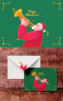 기념일 남자 크리스마스 연주 일러스트 편지봉투 크리스마스카드 서기 상반신 성인 세명 산타클로스 나팔 엽서 목업 국내일러스트 AI파일 악기 음악 모션 봉투 카드_감사 사람 이벤트 편지 파일형식 벡터