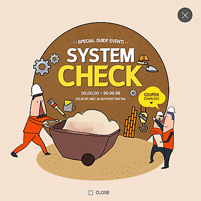 전신 PSD 템플릿 남자 웹템플릿 팝업 이벤트팝업 웹팝업 공사 이벤트 성인 세명 수레 수리 톱니바퀴 점검 레이어팝업 이미지템플릿 건설업 사람 카트 파일형식