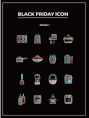 아이콘 도마 사람없음 세일 바구니 앞치마 항아리 가스레인지 오븐 냄비 믹서 거품기 뒤집개 밥솥 강판 소스통 식기세척기 블랙프라이데이 2D아이콘 AI파일 데이이벤트 주방용품 통 가전제품 레인지 도자기 소스_음식 솥 파일형식 벡터
