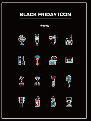 아이콘 사람없음 세일 거울 립스틱 드라이어 마스카라 분무기 면도기 아이섀도 샴푸 뷰러 고데기 면봉 물티슈 브러쉬빗 블랙프라이데이 2D아이콘 AI파일 데이이벤트 위생용품 화장품 화장용품 미용용품 헤어용품 파일형식 벡터