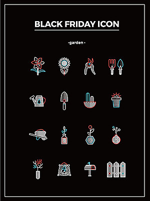 식물 아이콘 꽃 선인장 씨앗 사람없음 울타리 세일 수레 물뿌리개 우체통 도구 삽 블랙프라이데이 2D아이콘 AI파일 데이이벤트 담장 카트 파일형식 벡터
