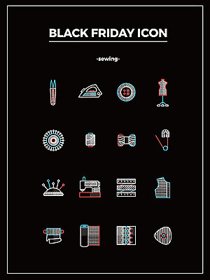 아이콘 단추 줄자 사람없음 세일 실 마네킹 천 재봉틀 초크 다리미 옷핀 재봉가위 쪽가위 블랙프라이데이 2D아이콘 AI파일 데이이벤트 가위_도구 자 가전제품 직물 파일형식 벡터