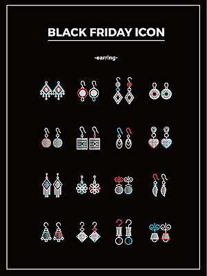 아이콘 사람없음 세일 사각형 귀걸이 하트 원형 큐빅 블랙프라이데이 2D아이콘 AI파일 모양 도형 장신구 데이이벤트 광석 파일형식 벡터