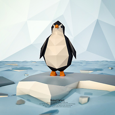 PSD 동물 편집이미지 한마리 3D캐릭터 사람없음 3D 얼음 남극 디지털합성 펭귄 빙하 폴리곤 편집3D 자연요소 캐릭터 1 조류 극지방 파일형식