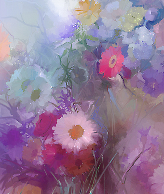 JPG 해외이미지 꽃 여러송이 일러스트 미술 사람없음 분위기 그림 손그림 감성 유화 해외202004 해외일러스트 식물 다수 컨셉 문화예술 파일형식 이미지허브