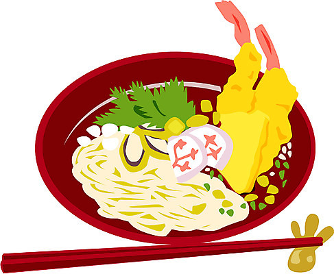 EPS 음식 외국문화 일본문화 일러스트 젓가락 사람없음 면류 면 메밀국수 우동 새우튀김 덴푸라소바 튀김우동 일본음식 국내일러스트 동양문화 문화 새우 수저 튀김 파일형식 벡터