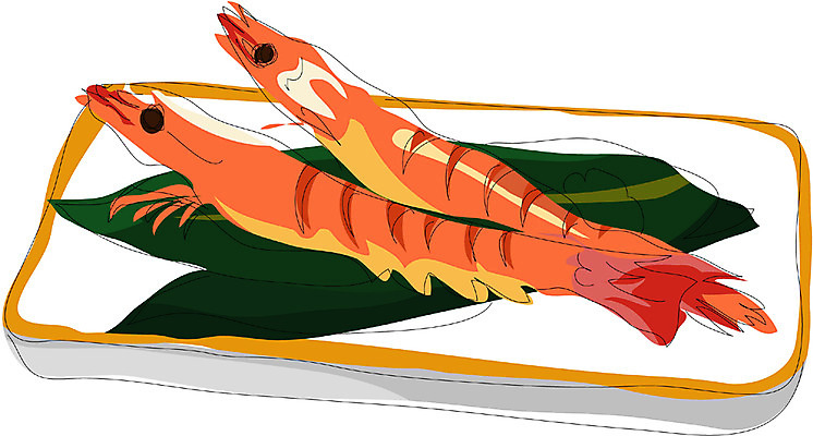 EPS 음식 외국문화 일본문화 일러스트 새우 사람없음 구이 새우구이 일본음식 국내일러스트 동양문화 문화 갑각류 파일형식 벡터