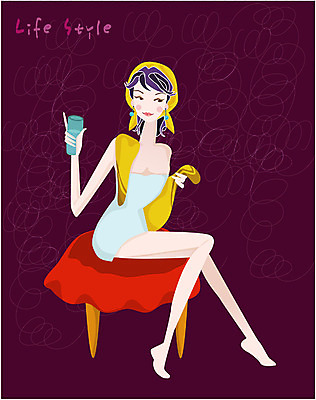 EPS 우먼라이프 라이프스타일 웰빙 여자 패션 일러스트 휴식 한명 사람 20대 성인 라이프 생활 수건 뷰티 목욕 여자만 여자한명만 성인여자만 청년만 청년여자만 성인한명만 청년여자한명만 성인여자한명만 성인만 국내일러스트 1 컨셉 청년 위생용품 청결 파일형식 벡터