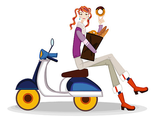 EPS 우먼라이프 라이프스타일 웰빙 여자 빵 일러스트 한명 사람 20대 성인 라이프 생활 쇼핑 스쿠터 오토바이 여자만 여자한명만 성인여자만 청년만 청년여자만 성인한명만 청년여자한명만 성인여자한명만 성인만 국내일러스트 1 음식 청년 바이크 파일형식 벡터