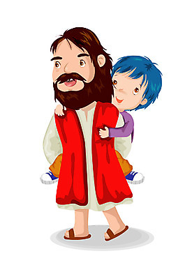 EPS 남자 기독교 종교 어린이 일러스트 사랑 사람 소녀 두명 교회 예수 보호 교인 업힘 국내일러스트 여자 감정 컨셉 종교건축 건물 신_종교 파일형식 벡터