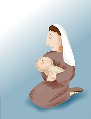 EPS 여자 기독교 종교 일러스트 한명 사람 20대 성인 교회 기도 아기 예수 하나님 마리아 동정녀 여자만 여자한명만 국내일러스트 1 종교건축 청년 건물 신_종교 파일형식 벡터