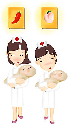 EPS 여자 남자 일러스트 의학 고추 병원 사람 성인 두명 치료 임산부 진료 환자 간호사 아기 출산 수술 쌍둥이 복숭아 산부인과 수술대 국내일러스트 채소 과일 가족 임신 의료진 파일형식 벡터