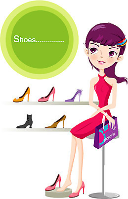 EPS 라이프스타일 웰빙 여자 구두 신발 의자 일러스트 한명 사람 20대 성인 취미 쇼핑 쇼핑백 상점 하이힐 여성화 구두가게 여자만 여자한명만 성인여자만 청년만 청년여자만 성인한명만 청년여자한명만 성인여자한명만 성인만 국내일러스트 1 가구 가방 청년 생활 신발가게 파일형식 벡터