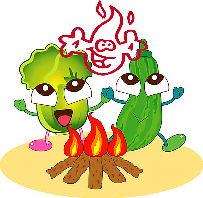 EPS 클립아트 식물 캐릭터 채소 일러스트 식재료 호박 미소 웃음 사람없음 모닥불 배추 음식캐릭터 채소캐릭터 일러캐릭터 음식 불 표정 파일형식 벡터