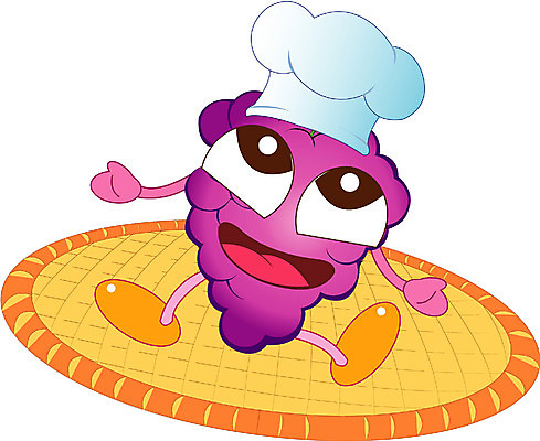 EPS 클립아트 식물 캐릭터 열매 과일 일러스트 포도 요리사모자 미소 웃음 사람없음 과일캐릭터 포도캐릭터 일러캐릭터 모자_잡화 표정 요리사 파일형식 벡터