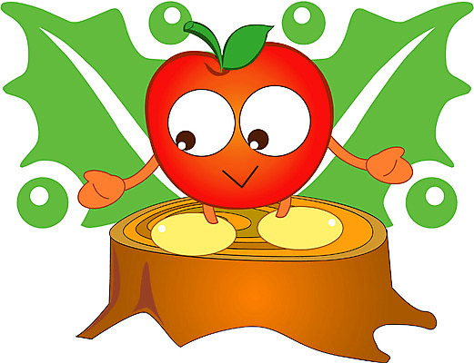 EPS 클립아트 식물 캐릭터 열매 과일 일러스트 사람없음 농작물 사과 음식캐릭터 나무밑둥 사과데이 애플데이 일러캐릭터 나무 음식 농업 데이이벤트 파일형식 벡터