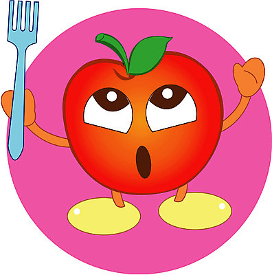 EPS 클립아트 식물 캐릭터 열매 포크 과일 일러스트 사람없음 농작물 사과 음식캐릭터 사과데이 애플데이 일러캐릭터 식기 음식 농업 데이이벤트 파일형식 벡터