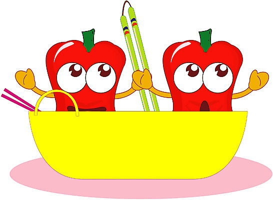 EPS 클립아트 식물 캐릭터 그릇 접시 채소 일러스트 식재료 젓가락 피망 파프리카 사람없음 냄비 음식캐릭터 채소캐릭터 붉은피망 일러캐릭터 식기 음식 수저 솥 파일형식 벡터