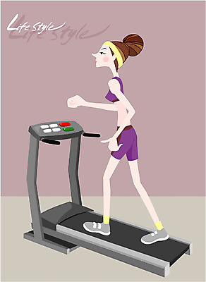 EPS 라이프스타일 웰빙 여자 다이어트 일러스트 실내 건강 한명 사람 20대 성인 취미 운동 헬스 런닝머신 여자만 여자한명만 성인여자만 청년만 청년여자만 성인한명만 청년여자한명만 성인여자한명만 성인만 국내일러스트 1 청년 내부 생활 운동기구 파일형식 벡터