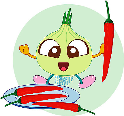 EPS 클립아트 식물 캐릭터 그릇 접시 채소 일러스트 식재료 고추 양파 미소 웃음 사람없음 음식캐릭터 채소캐릭터 일러캐릭터 식기 음식 표정 파일형식 벡터