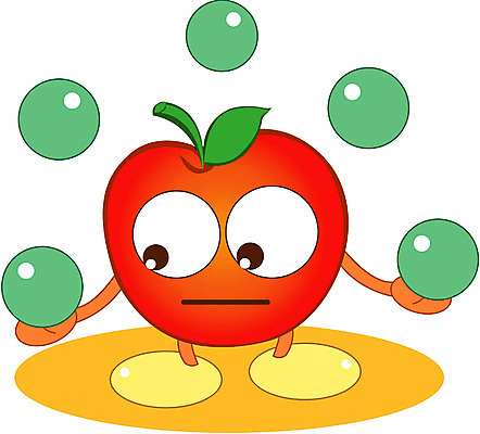 EPS 클립아트 식물 캐릭터 열매 과일 일러스트 사람없음 사과 과일캐릭터 사과캐릭터 저글링 일러캐릭터 파일형식 벡터