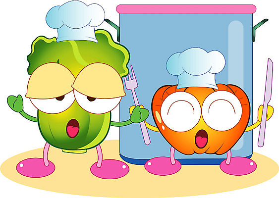 EPS 클립아트 식물 캐릭터 채소 일러스트 식재료 요리사모자 사람없음 냄비 배추 음식캐릭터 채소캐릭터 일러캐릭터 모자_잡화 음식 요리사 솥 파일형식 벡터