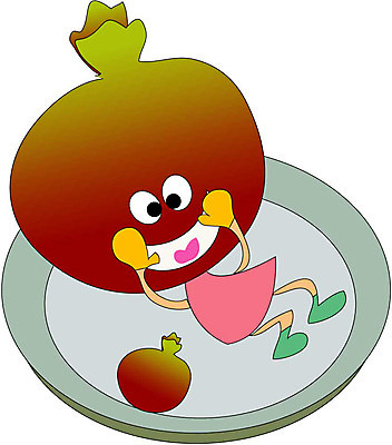 EPS 클립아트 식물 캐릭터 접시 열매 얼굴 과일 일러스트 표정 의인화 형상 표현 묘사 석류 일러캐릭터 식기 신체부위 파일형식 벡터