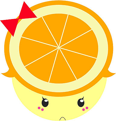 EPS 클립아트 식물 캐릭터 열매 리본 얼굴 오렌지 과일 일러스트 표정 의인화 형상 빨간색 표현 묘사 일러캐릭터 컬러 신체부위 파일형식 벡터